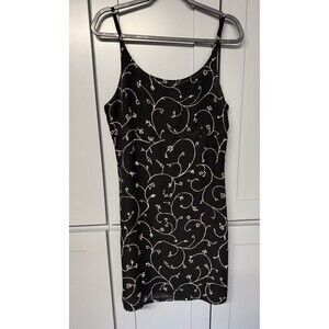 Vtg Old Navy Y2K Dress Womens Black Slip Mini‎ Sleeveless Grunge Milkmaid Bust